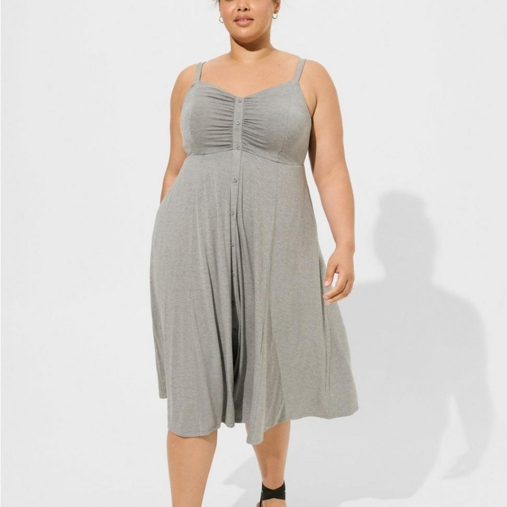 NWT Torrid Midi Super Soft Button-Front Dress